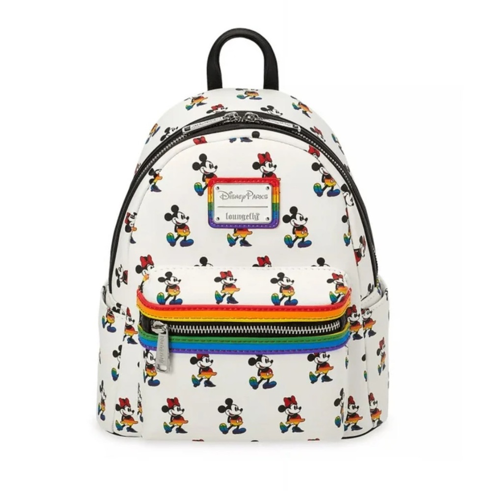 Disney Parks Rainbow Collection Mickey and Minnie Mini Loungefly Backpack